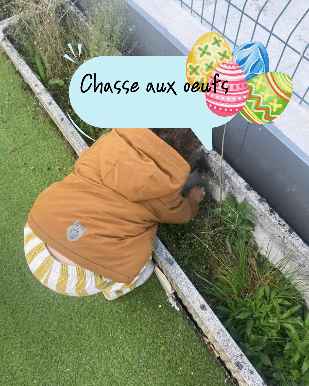 nfants en chasse aux œufs dans une crèche à Saint-Étienne lors d’une activité de Pâques